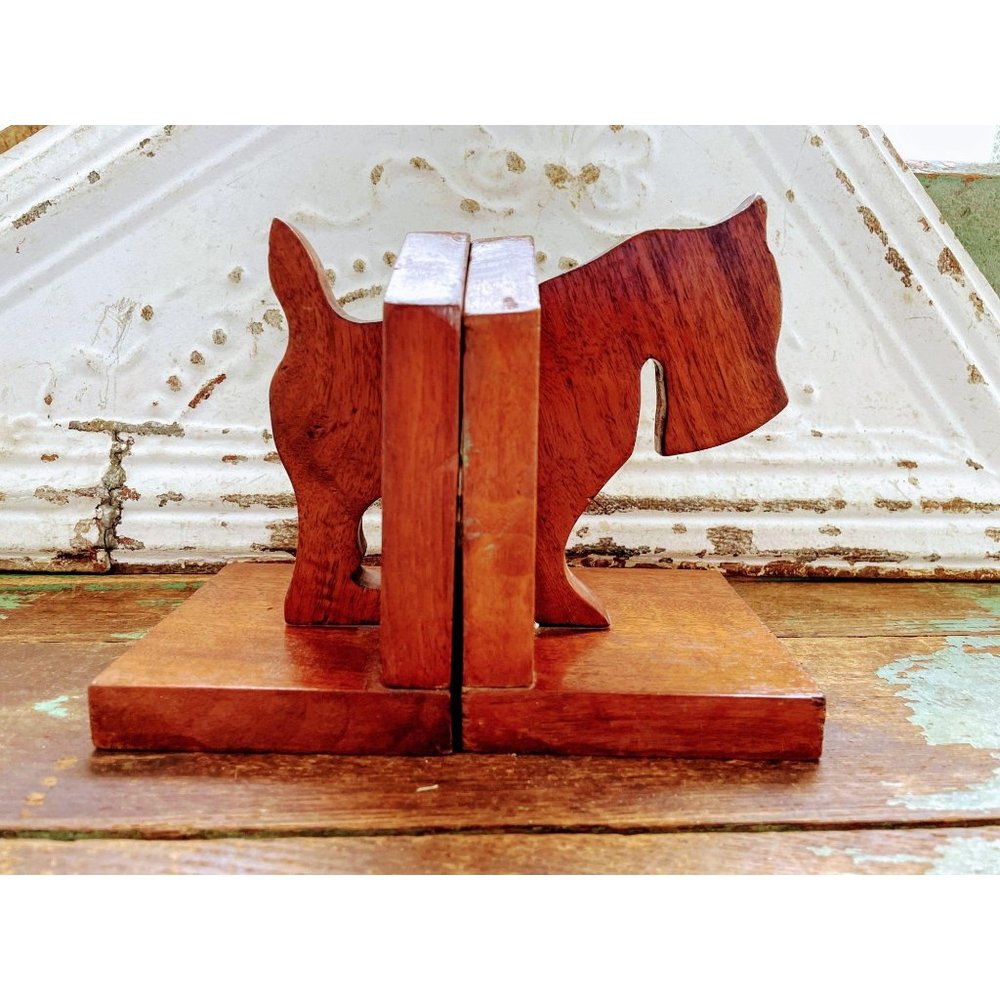 Vintage Art Deco Scotty Dog Wood Bookends - Picture 4 of 9